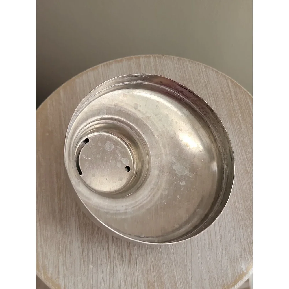Vintage Mid Century Etched Glass Cocktail Shaker With Stainless Steel Lid
